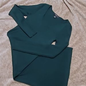 Forever 21 Green Ribbed V-neck Midi Sweater Dress 2xl